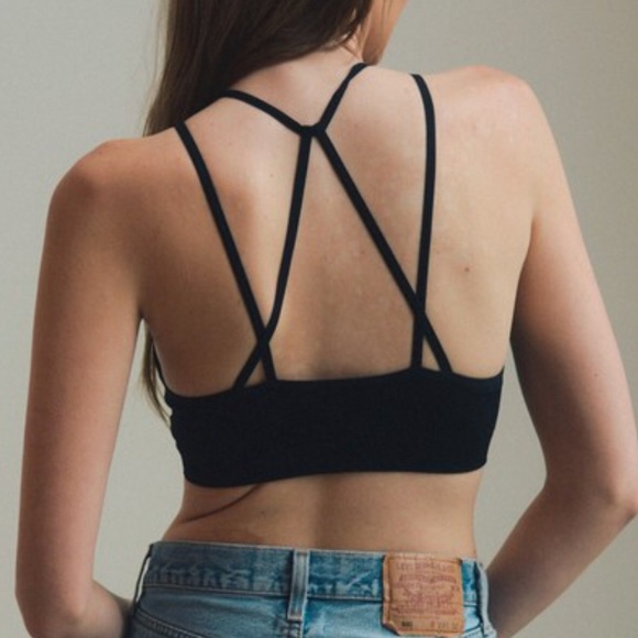 NESSA🖤 cutout high neck bralette Black strappy - Picture 3 of 4